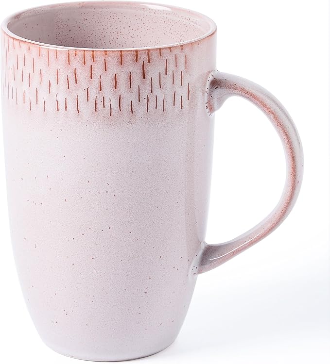 22oz Oversized Heavyweight Ceramic Coffee Mug, Large (Pink) | 22oz Extra Large, Oversized Heavyweight Ceramic, Reactive Glaze, Microwave & Dishwasher Safe, Prop 65 Compliant, Gift Box