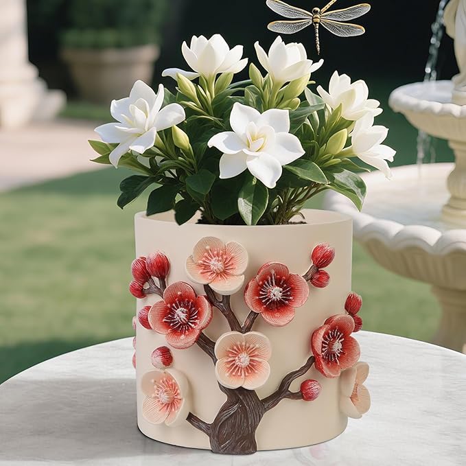 Flower Petals Plant Pots - Cute Planters for Indoor Plants, Decorative Plant Pots with Drainage, Funny Unique Planter for Succulents/Snake Plants/Cactus - Retirement Gift for Woman