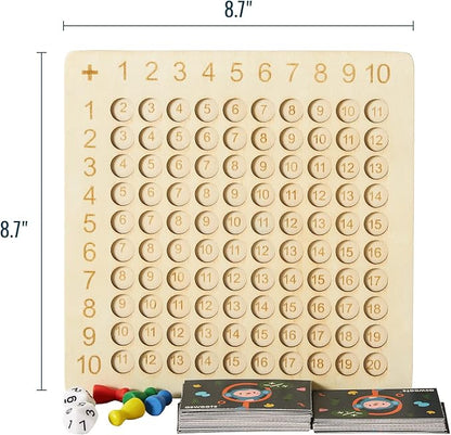 Asweets 2 in 1 Wooden Montessori Multiplication Addition Board Game Montessori Toy Educational Math Table Board Game Double-Sided Boards for Toddlers and Preschool Gifts for Kids