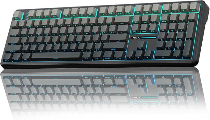 AULA F108 Wireless Mechanical Keyboard, Full Size Gaming Keyboard with Number Pad, Side Printed PBT Keycaps, Pre-lubed Switches, RGB Backlit, Hot Swappable Creamy Sounding Computer Keyboards, 108 keys