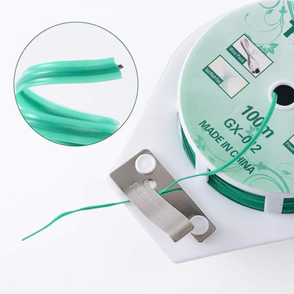 2 Reels 328 Feet (100m) Twist Tie, Green Coated Garden Plant Ties with Cutter for Gardening and Office Organization, Home