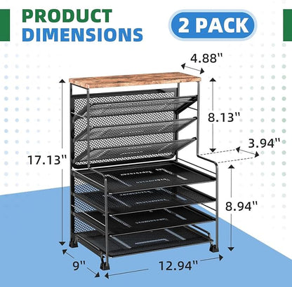 Simple Trending 8-Tier Desk File Organizer for Office, Home or School, Black