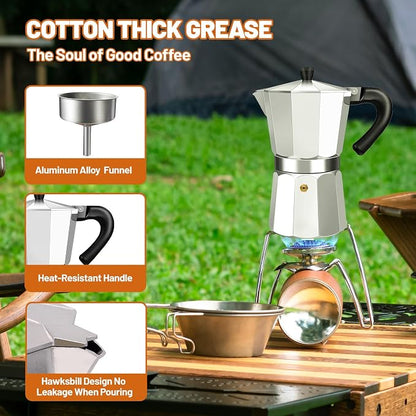9 Cup Aluminum Espresso Stovetop Moka Pot Express Coffee Maker Percolator Italian Classic Mocha Coffee Machine for Italian and Cuban Cafe Brewing for Home & Camping 450ml 15oz
