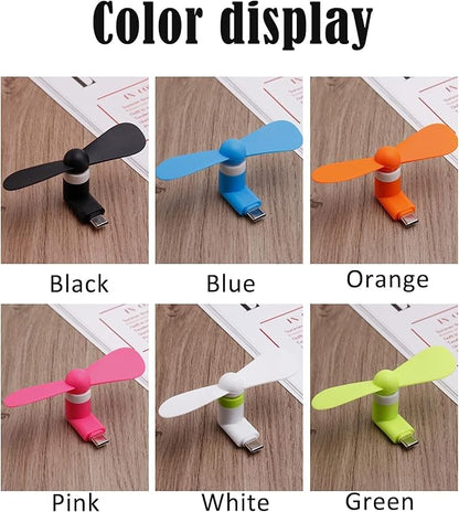 PCTC Type C Mini Phone Fan Type C Compatible with Samsung Galaxy S24 / S23 / 23 Ultra/ 24 Ultra, Compatible with Apple iPhone 15/15 Pro /15 Pro Max, for Moto Razr 40 Ultra /g54/Edge S Pro(3 Packs)