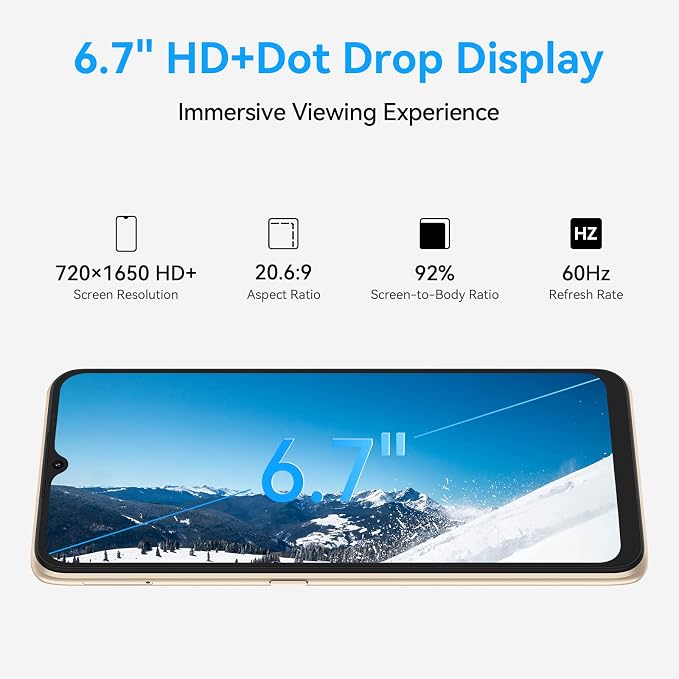 UMIDIGI Power 7 MAX Unlocked Cell Phone,6GB+128GB 10000mAh Battery,6.7" Full Screen + 48MP AI Triple Camera Android Smartphone,NFC,GPS,Face & Fingerprint,BLE 5.0, WiFi 2.4GHz/5GHz,Warranty,Gold