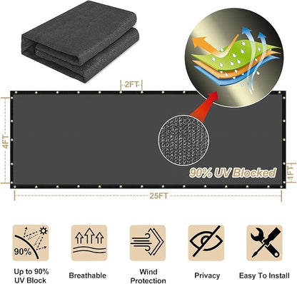 UPGRADE Privacy Fence Screen 5'x47' Dark Grey Outdoor 90% Visibility Blockage 170 GSM Mesh Shade Cover Panels for Backyard,Balcony,Home Decoration with Zip Ties,Customized Avaliable