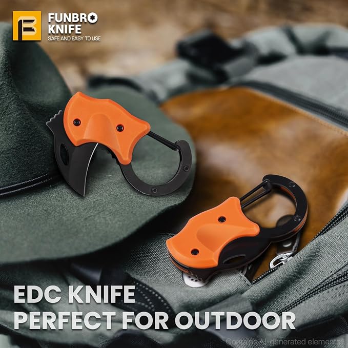 FUNBRO Small Pocket Knife for Men, Mini Edc Knives | Cool Folding Knife Box Cutter with 1.34inch Sharp Blade, Great Gift for Men (orange)