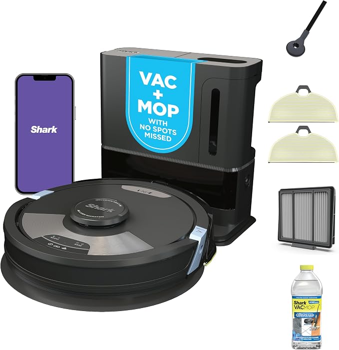 SharkMatrix Plus 2-in-1 Robot Vacuum & Mop, Black/Brass, AV2610WA | Sonic Mopping, Matrix Clean, CleanEdge, HEPA 60-Day Self-Empty Base, 360° LiDAR Mapping, Self-Cleaning Brushroll, Wi-Fi