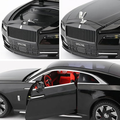 BDTCTK Compatible for 1:24 Rolls Royce Spectre Model Car, Diecast Collectible Pull Back Toy Car with Sound and Light for Adults Kids Boys Girls, Gift Black