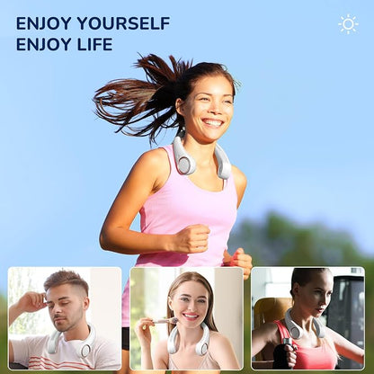 Morelax Neck Fan, USB Rechargeable Personal Fan,Hand Free Bladeless Portable Fans,4000 mAh, 3 Speeds,72 Air Faster softer 360° Cooling, Ultra Quiet,Gift Suitable for Home, Office, Travel, Sports