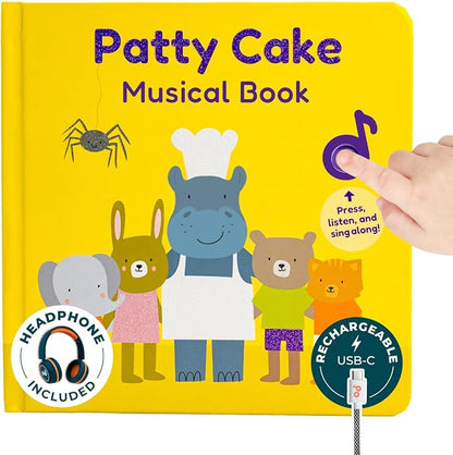 Cali’s Books Patty Cake Nursery Rhymes – Interactive Sound Book for Toddlers 1–3, Kids Headphones Included, Musical Book for 1 Year Olds, Perfect First Birthday Gift, 6 Favorite Songs