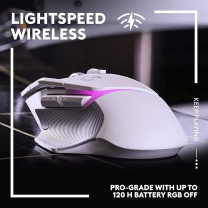Logitech G502 X Plus Wireless RGB Gaming Mouse - White | Optical Switches, LIGHTSYNC RGB, 13 Buttons, Infinite Scroll, <130 Hr Battery, USB-C, POWERPLAY Charging, PC/Mac Compatible