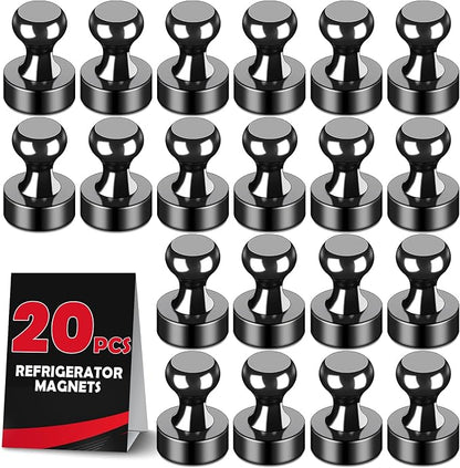 LOVIMAG Fridge Magnets 20Pcs, Magnet for Refrigerator Whiteboard, Black | Small Strong Neodymium Metal Cute Push Pin for Classroom, Kitchen, Accessories Decorative, Office, Calendar