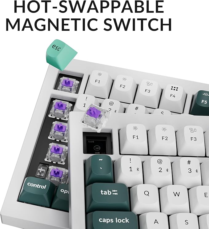 Keychron Q1 HE Wireless Custom Magnetic Keyboard, QMK Launcher | Rapid Trigger 2.4 GHz & Bluetooth 5.2 with Gateron Double-Rail Magnetic Switch for Mac Windows Linux (Hot-swappable) - White