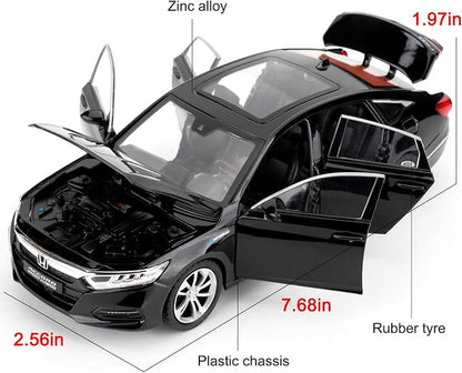 WAKAKAC Toy Cars Compatible for 1:24 Accord Model Cars, Pull Back Die-cast Vehicles with Sounds＆Lights for Kids Boys Girls and Adults, Gift Black