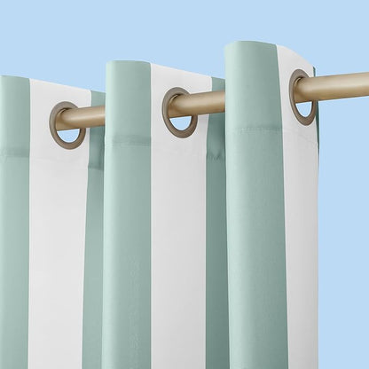 Sun Zero Valencia Cabana Stripe Indoor/Outdoor UV Protectant Energy Efficient Grommet Curtain Panel