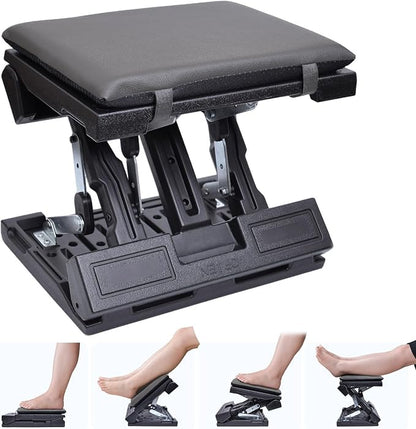 Scalebeard Foot Rest for Under Desk at Work,Height Adjustable Infinite Angle Ergonomic Foldable Footrest for Office, Gaming,Computer, Removable Pad Desk Foot Stool with Massage Beads,All-Season(Gray)