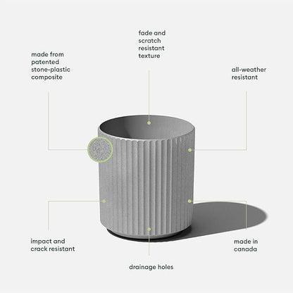 Veradek Demi Series Round Planter for Porch, Patio, Backyard | Durable Plastic-Concrete Material | Modern Décor for Tall Plants, Flowers