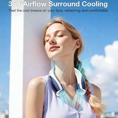 Portable Neck Fan, 6 Speeds Rechargeable Personal Fan with AI Chips, Hands-Free 360° Faster Cooling Wearable Fan, Ultra Quiet for Home, Office, Travel, Indoor, Outdoor - Navy Blue