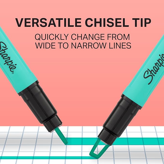 Sharpie Clear View Highlighter Sticks, Chisel Tip Highlighter Market Set, Essential School & Teacher Supplies, Smear Resistant, Assorted Color Highlighters, 8-Pack