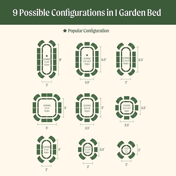 Vego garden 26" Extra Tall Raised Garden Bed Kits, 9 in 1 Modular Raised Planter Box for Vegetables Flowers Fruits Oval Metal Raised Garden-Olive Green