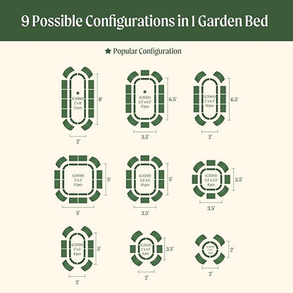 Vego garden 26" Extra Tall Raised Garden Bed Kits, 9 in 1 Modular Raised Planter Box for Vegetables Flowers Fruits Oval Metal Raised Garden-Olive Green