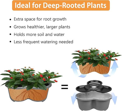 VECELO 5 Tier Vertical Garden Planter, Self Watering Stackable Planters with Wheels for Strawberries, Herbs, Flowers, Vegetables, Dark Gray