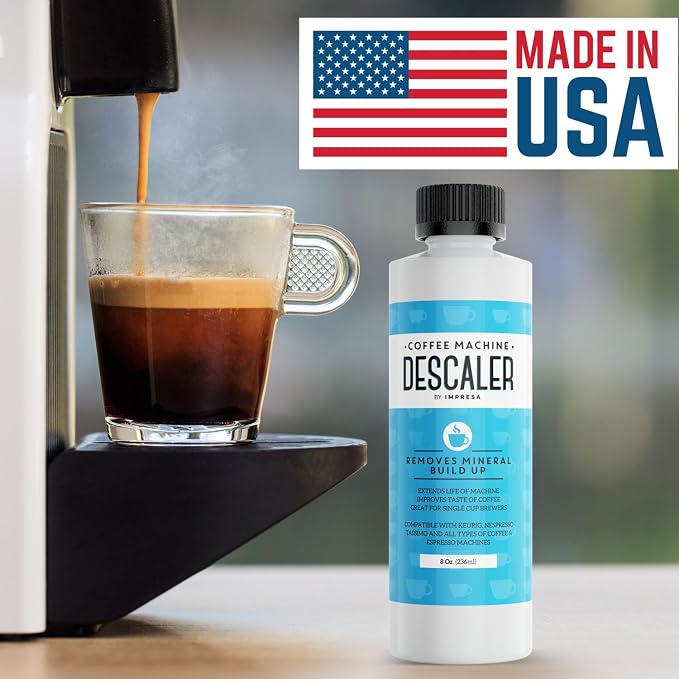 IMPRESA Coffee Machine Descaler - Machine-Safe Formula & Descaling Solution - Universal Descaler for Coffee Maker Compatible with Keurig, Nespresso, Breville & More - 3 Pack, 6 Uses, Made in USA