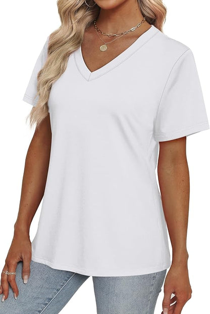 Alaroo Womens Summer Tops 2026 V Neck Short Sleeve Shirts Trendy Dressy Casual Vacation Outfits Printed
