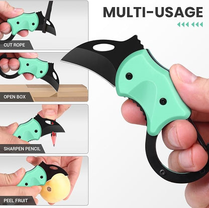 FUNBRO Small Pocket Knife for Men, Edc Knives Tool | Cool Folding Knife Box Cutter with 1.34 Inch Sharp Blade, Great Gift for Men (light Blue)