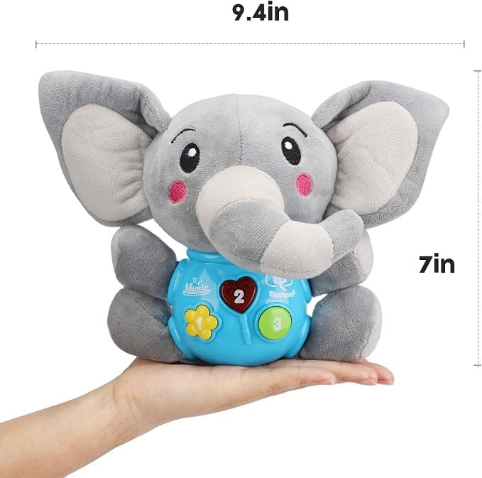 STEAM Life Baby 3-6 Months Boy Gifts Musical Toys Plush Elephant Infant 0-6 6-12 Month Light Up Stuffed Aminal for Newborn Toddler