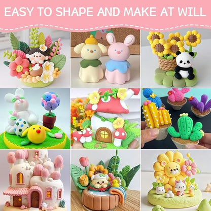 Ainiv Air Dry Clay Kit, 60 Colors DIY Model Magic Clay for Kids, Modeling Clay with 6 Sculpting Tools, Safe and Non-Toxic, Ultra Light Arts and Crafts Kits for Boys Girls, Best Gifts for Kids