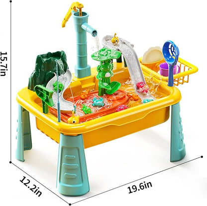 Kids Water Table Play Toy for Toddlers 1-3 4-8 Years Old - Kitchen Sink with Pump and Flowing Water, Fishing Games, Outside Sensory Gift Toys for Boys and Girls 2 3 4 5 6 7 8