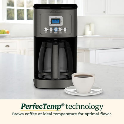 Cuisinart 14-Cup Coffee Maker, Programmable PerfecTemp Glass Carafe Coffee Machine with 1-4 Cup Setting, Brew Strength Control and Pause, Stainless Steel, DCC-3200BKSNAS, Black | 14-Cup Glass Carafe, Perfectemp Heating, 24-Hour Programmability, Brew St...