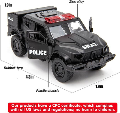 BDTCTK 1/36 Scale JLTV Armored Car Police Car Model, Zinc Alloy Die-Cast Pull Back Vehicles Kid Toys for Boy Girl Gift (Black)