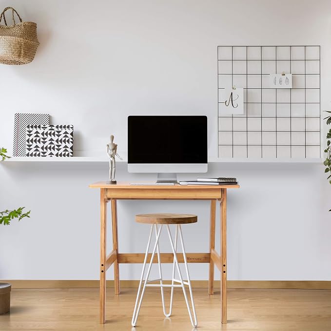 Nnewvante 31.5" Bamboo Writing Desk, Home Office Computer Desk with Drawer | Compact Modern Simple Style, Study Table with Storage for Small Spaces