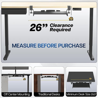 VIVO Small Keyboard Tray, Under Desk Pull Out with Extra Sturdy C Clamp Mount System, 20 (26 Including Clamps) x 11 inch Slide-Out Platform Drawer, Dark Walnut Top, Black Frame, MOUNT-KB05ES-D | Keyboard Tray for Typing, Slide Out Platform, Extra Sturd...