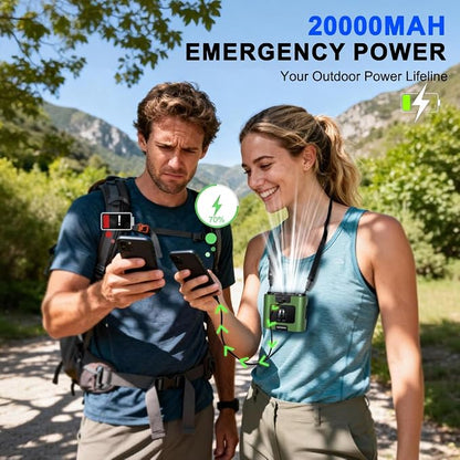 CAZOKASI 2026 Upgrade 20000mAh Waist Clip Fan Wearable Fan Portable Personal Body Fan Powerful Upto 36H Cooling and Heatstroke Prevention Fan (20000mAh/Green)