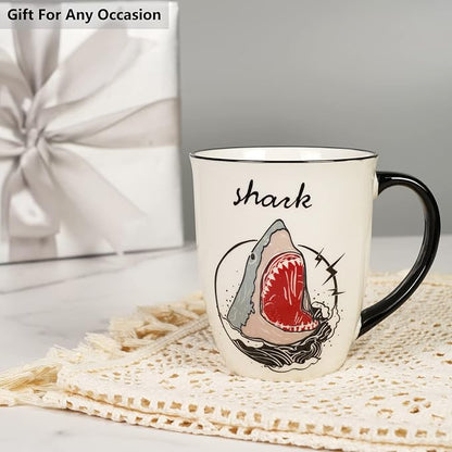 Shark Heat Changing Coffee Mug Cool Color Changing Mug Ceramic Coffee Mug Gifts for Men Women Black and White