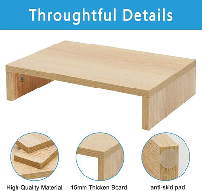 TEAMIX 14.2 inch Monitor Stand Riser, Wood Monitor Riser with Storage for Desk Small Monitor Stand TV/Screen/PC/Laptop Riser Computer Stand Desktop Shelf (Maple-14.2 inch)