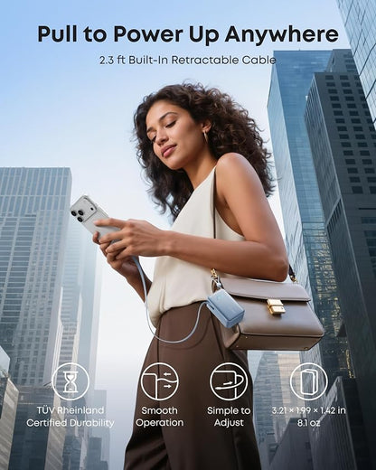 Anker Nano Power Bank, 45W 10,000mAh Portable Charger, iPhone Battery Pack | Built-In Retractable USB-C Cable, for iPhone 17 / 16 Series, iPad, Galaxy, Pixel, and More, Compact Travel Design