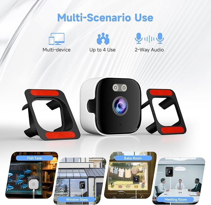 AXB Window Camera for Home Security: 2.4GHz&5GHz WiFi 4K Indoor Camera with Color Night Vision - Smart Motion Detection 24/7 Recording - Easy&Quick Install Includes 2 Multi-Angle Window Mounts