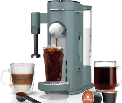 Ninja Pods & Grounds Coffee Maker, K-Cup Compatible, Sage Green, PB051SG | Built-In Milk Frother, 6-oz. Cup to 24-oz. Travel Mug Sizes, Iced Coffee Maker, 1550 watts