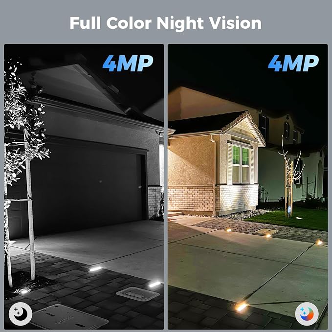 Hiseeu Solar Camera Security Outdoor, 4 Pack 100% Wireless 3K 4MP Surveillance Indoor WiFi Smart Cameras for Home Security Outside, PIR/AI Motion Detection, Waterproof, Color Night Vision, 2-Way Audio