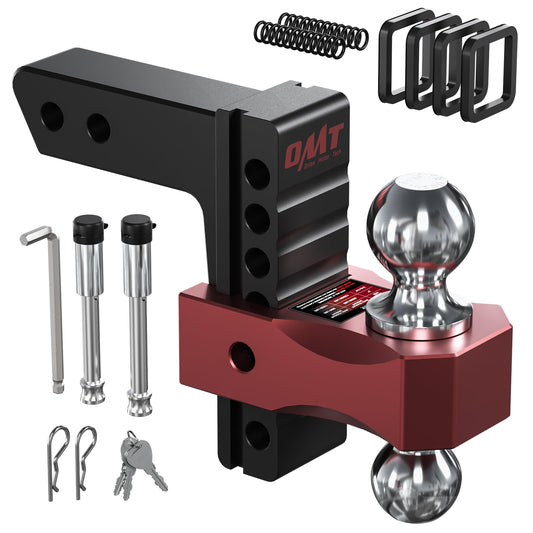 Orion Motor Tech Adjustable Trailer Hitch for 2 in. Receiver, Dual-Ball Mount Tow Hitch with 6 Drop/Rise 2 & 2-5/16 Balls, Drop