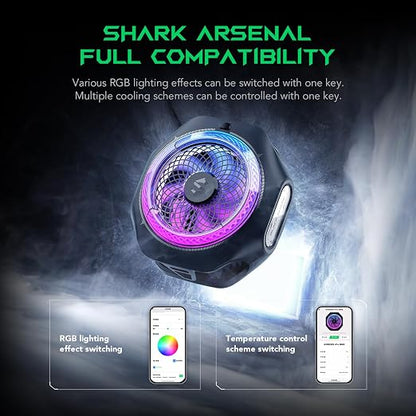 Black Shark Magnetic Cell Phone Cooler 4Pro, Portable RGB Cooling Fan, Cellphone Radiator with Removable Grip, App-Controlled Smart Temperature Control for iPhone MagSafe Series/Android/Tablet/iPad