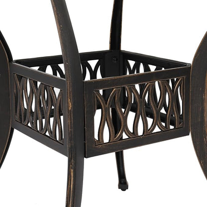 VINGLI 5 Pieces Outdoor Patio Dining Set, Cast Aluminium Patio Furniture Set with 4 Chairs and 1 Umbrella Table for Yard, Garden, Porch and Poolside, Bronze