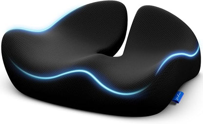 ZIKEE Pioneering Seat Cushion for Pressure Relief, Ergonomic Office Chair Cushion for Sciatica, Back, Hemorrhoids & Tailbone Pain Relief, High-Density Memory Foam Car Seat Cushion with Anti-Slip Base