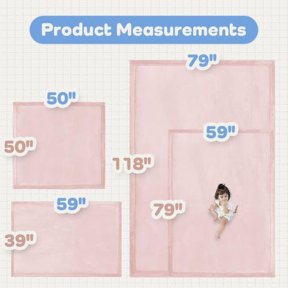 1.5" Thick Baby Play Mat for Floor Tummy Time, Large Pro Soft Foam Activity Playmats Playroom, Easy Care with Non-Slip Safe for Infant Toddler Kids Crawling79"x 118" (Pink)