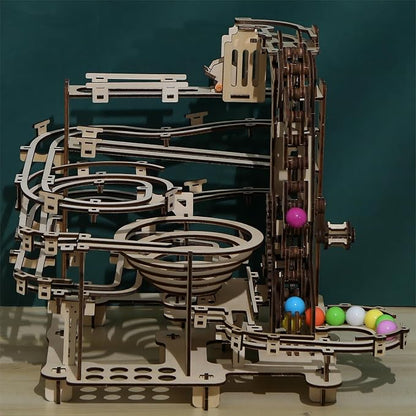 3D Wooden Puzzles Marble Run Set - Time Traveler Mechanical Model Kits with Motor, Brainteaser and Puzzle for Christmas/Birthday,Gifts for Adults and Teens to Build Combination